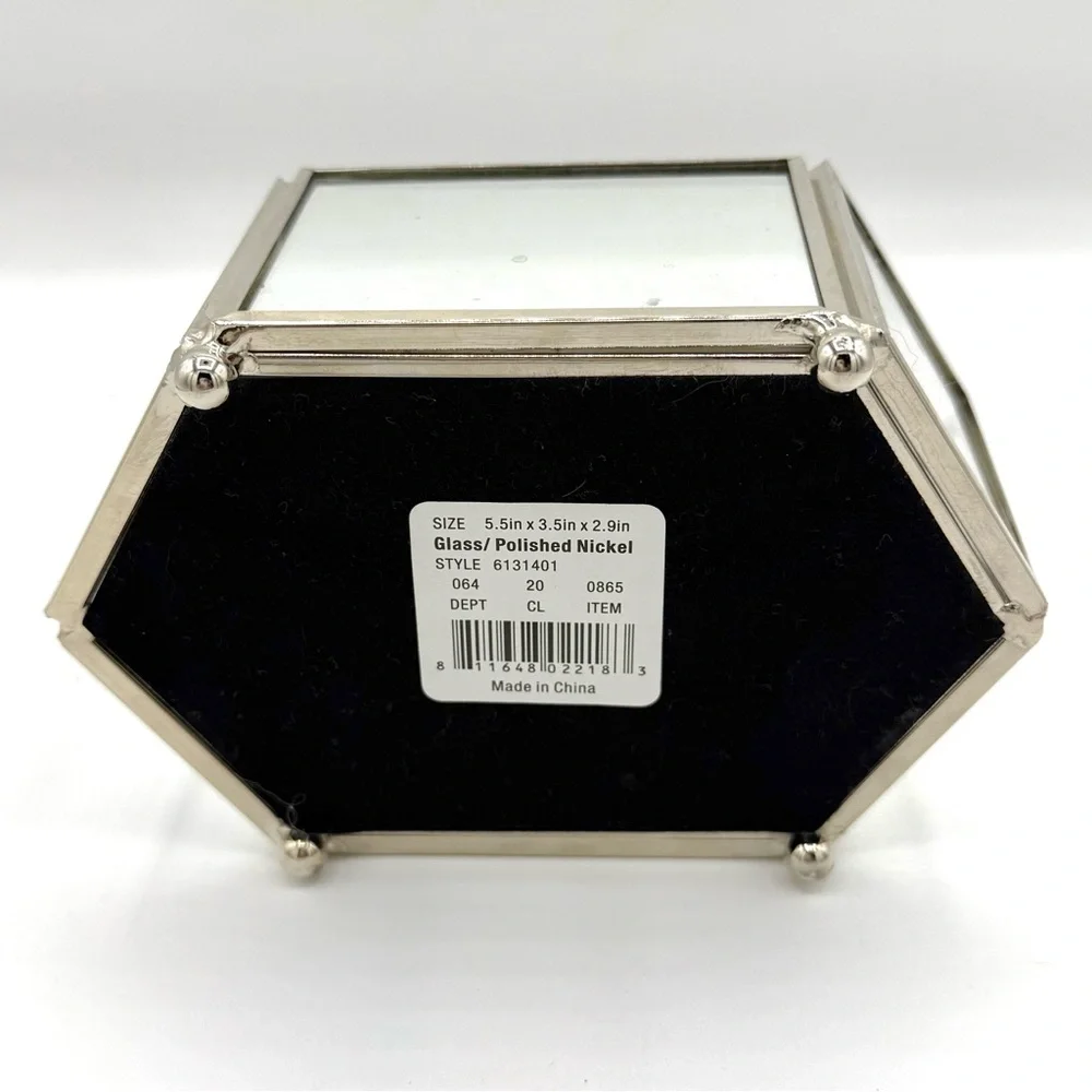 Hexagonal Glass and Silver Jewelry Box Organizer